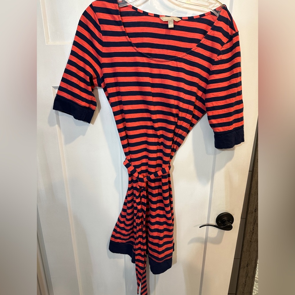 Banana Republic Striped Coral and Navy Mini Dress